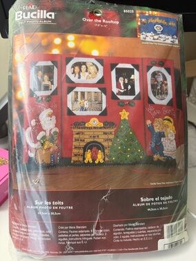 Bucilla Red Felt Holiday Photo Wall Hanging with Santa, Tree & Fireplace